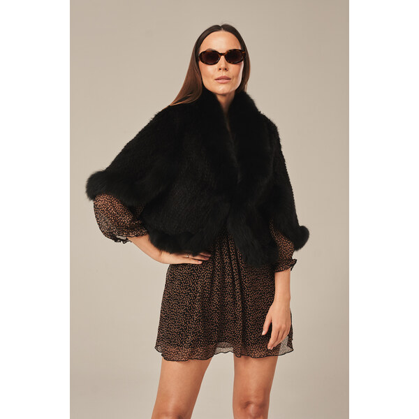 KONOPKA Luxusne čierne kožušinové bolerko 62088796