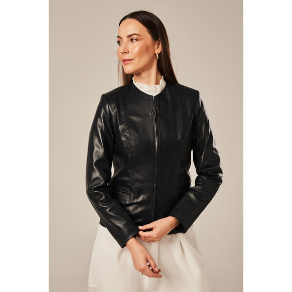 KONOPKA Dámska kožená bunda, čierna 62110737
