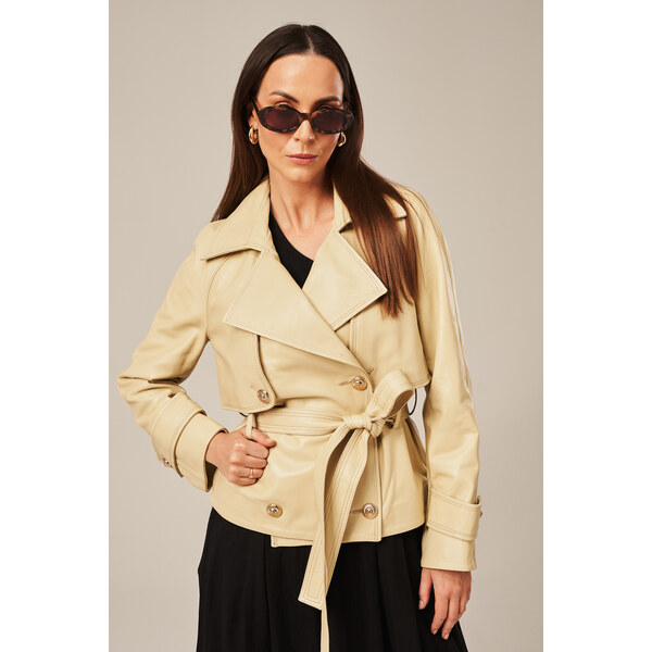 KONOPKA Dámska kožená bunda s opaskom 62161720