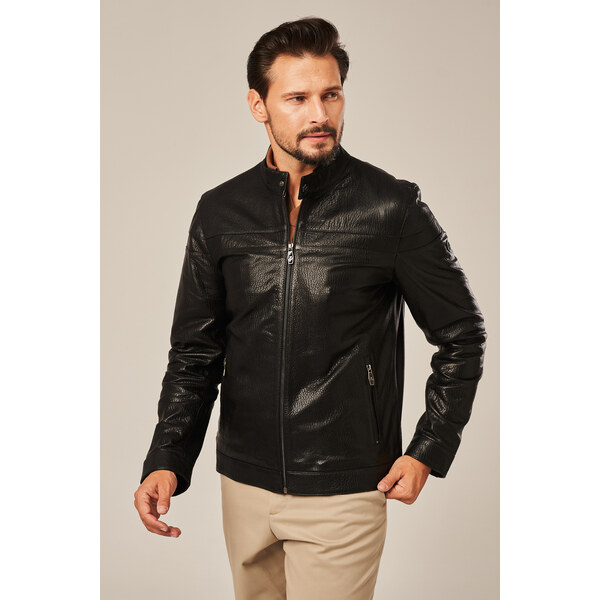 KONOPKA Pánska čierna kožená bunda 62473737