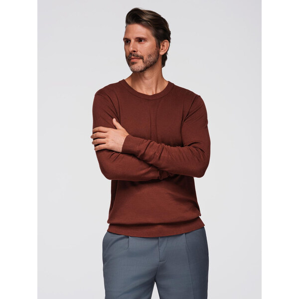 Ombre Mens sweater with round neckline in stretch knit with classic 65236973