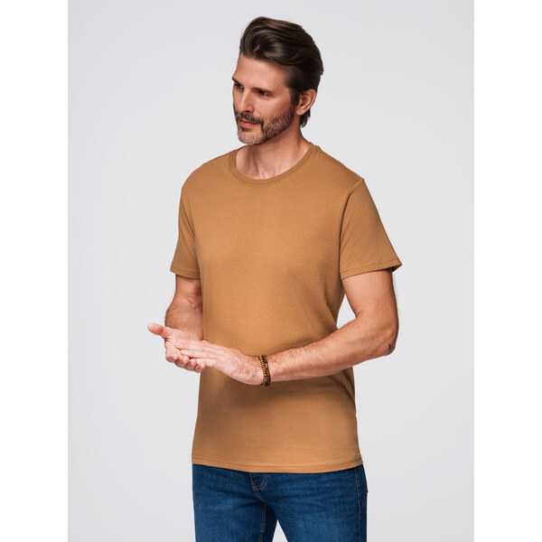 Ombre BASIC mens classic cotton T-shirt - brown 64793259