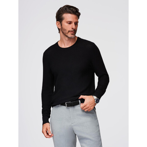 Ombre Structured mens sweater with round neckline - black 65236971