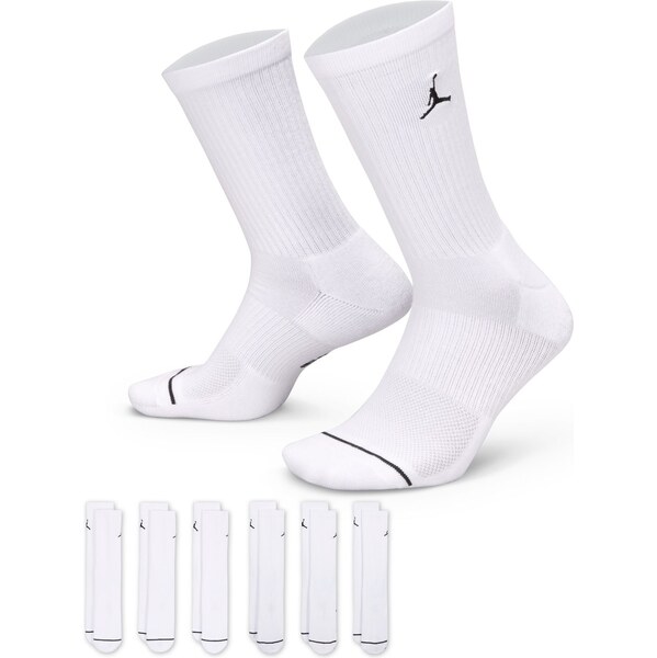 Jordan Cush Crew Socks 6-Pair - Unisex - Ponožky Jordan - Biele - 66359817