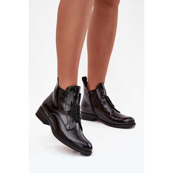 S. BARSKI Lakované zateplené dámske čižmy s ozdobným detailom S.Барски 66108014