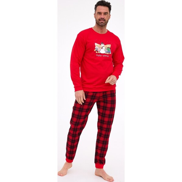 Cornette Pánske vianočné pyžamo s károvanými nohavicami 115/289 Winter 65832142