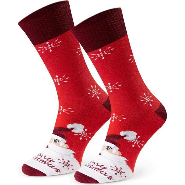 BASIC Červené pánske vianočné ponožky Art.136 KL161, RED 65832150