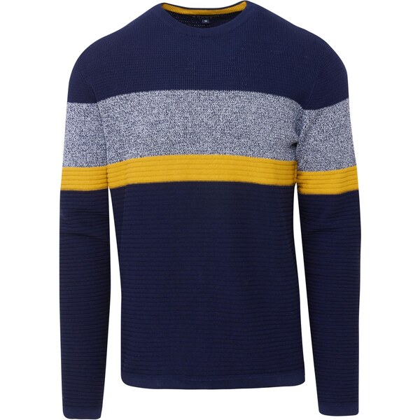 KOROSHI Sveter námornícka modrá / žltá / sivá melírovaná 65895820