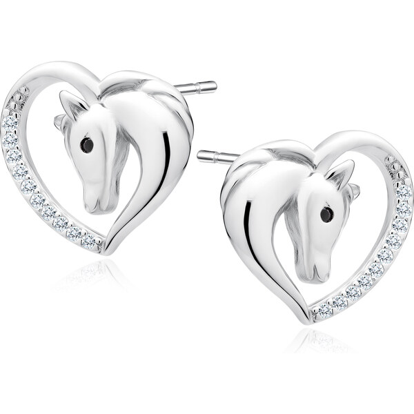 Olivie Strieborné náušnice KÔŇ V SRDCI 5459 29309653