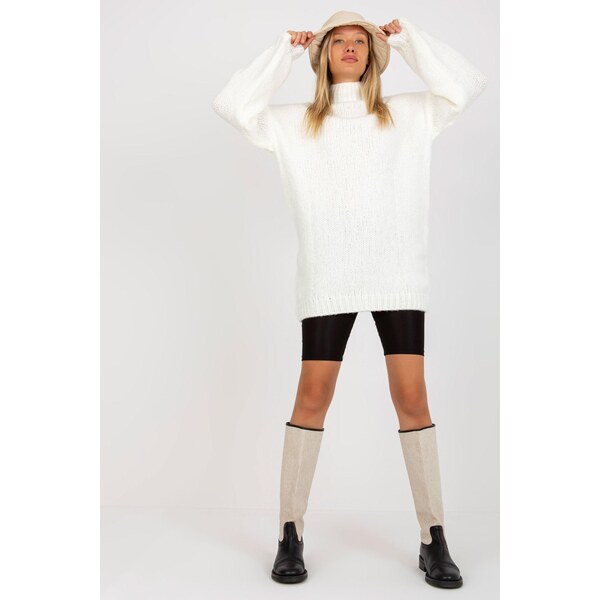 MladaModa Dlhý rolákový sveter Violetta farba ecru 65849875