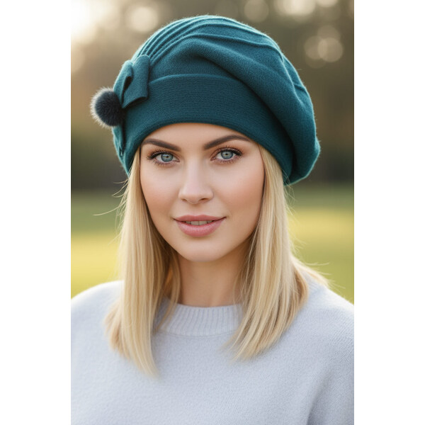 Glara Zdobená čiapka zo 100% vlny 58255365