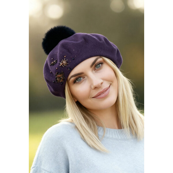 Glara Baret zo 100% vlny s brmbolcom 58255378