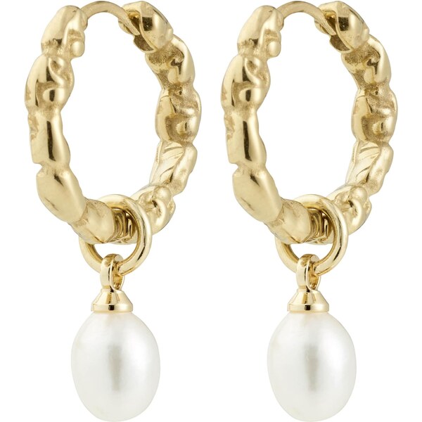 Pilgrim Náušnice Shift zlatá / biela 65853162