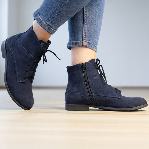 BUTDAM Granatové kožené semišové šnurovacie čižmy NAOMI 65855046