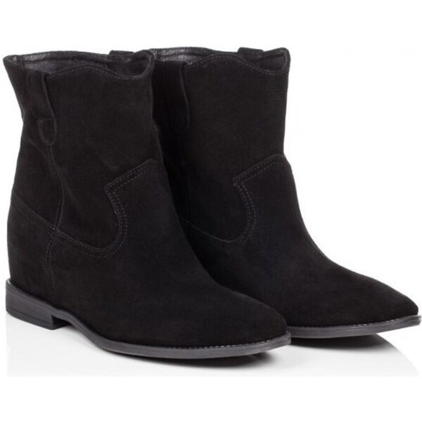 Členkové čierne kožené semišové čižmy na kline BUTDAM ADELA 65855051