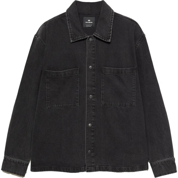 Pull&Bear Prechodná bunda čierny denim 65896356