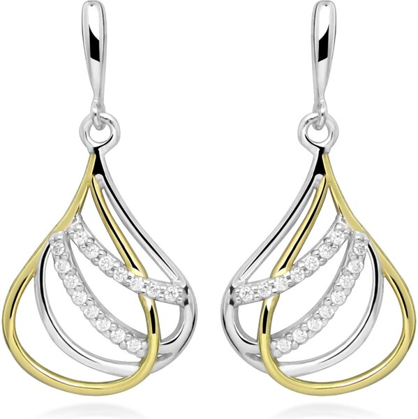 Silver Cat Elegantné visiace náušnice zo striebra Bicolor SC610 66578279