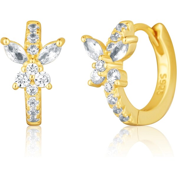 JVD Trblietavé pozlátené náušnice Motýliky so zirkónmi SVLE0798SH2GO00 66592070