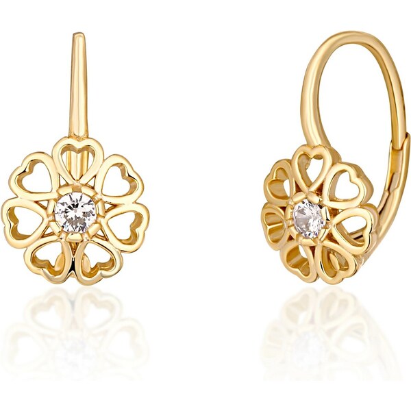 JVD Pozlátené visiace náušnice Srdcový kvet SVLE1514XH2GO00 66593769