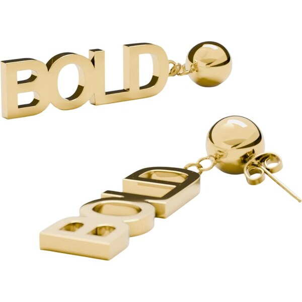 Furiosa Moderné pozlátené náušnice s textom Bold SE-BOLDEARING-G 66585288