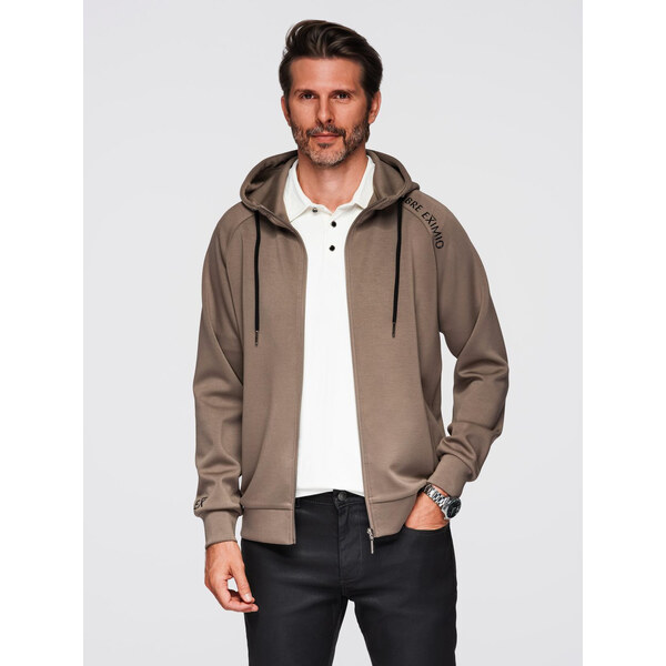 Ombre Mens unbuttoned sweatshirt with stand-up collar and hood - gray 65930557