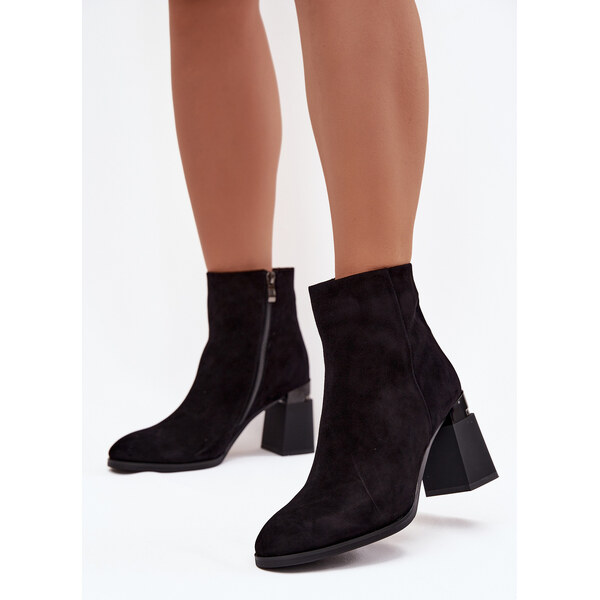 D&A Dámske členkové topánky z prírodného semišu na podpätku 66472921