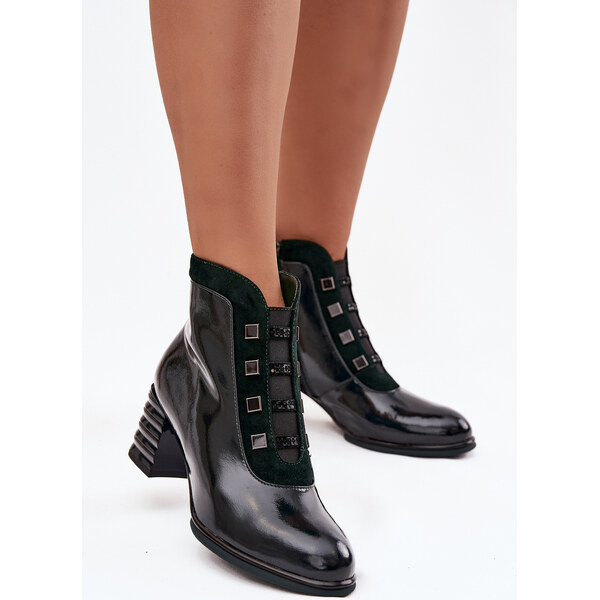 D&A Lakované členkové topánky na podpätku 66472924