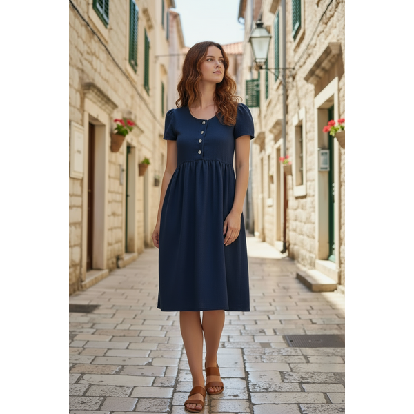 Romantické ľanové šaty Lotika s gombíkmi 65899752