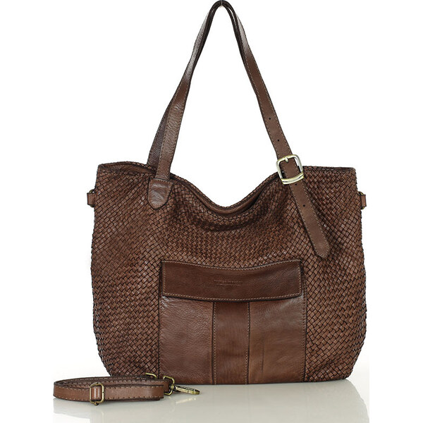 MARCO MAZZINI Veľká hnedá tkaná kabelka (v250c) 61532451