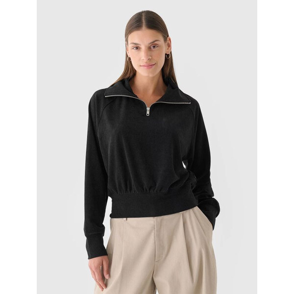 Dámska velúrová mikina 4F 4FRAW24TSWSF2054-20S bez kapucne 65901533