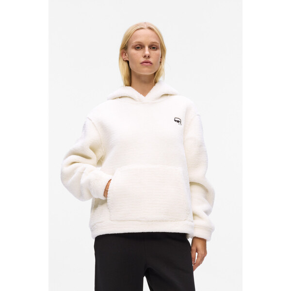 MIKINA KARL LAGERFELD IKON PATCH TEDDY HOODIE 65902116