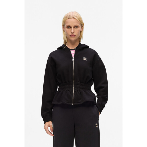 MIKINA KARL LAGERFELD IKON PATCH CINCHED ZIP HOODIE 65902117