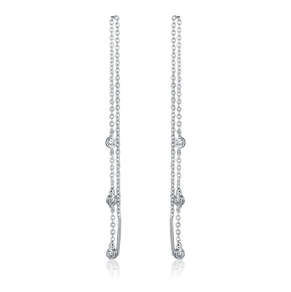 JVD Dlhé strieborné náušnice so zirkónmi SVLE2316X61BI00 66590412