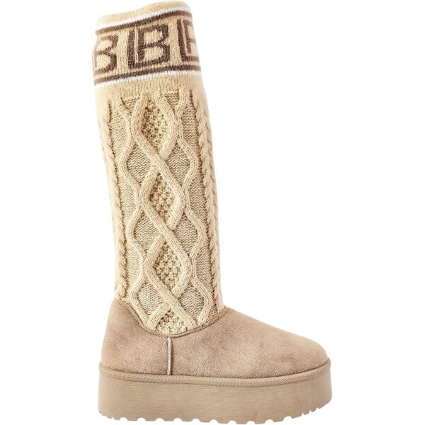 Zateplené pletené čižmy Laura Biagiotti Micro Beige 65911407