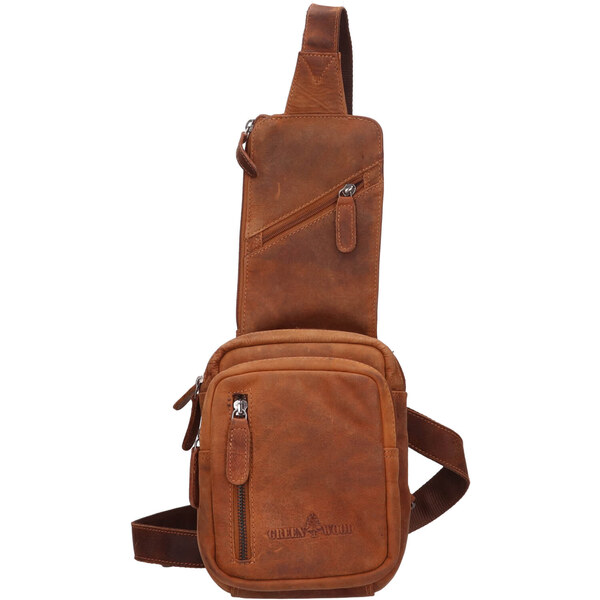 Pánska kožená taška cez rameno Greenwood Danes - koňak 65912279