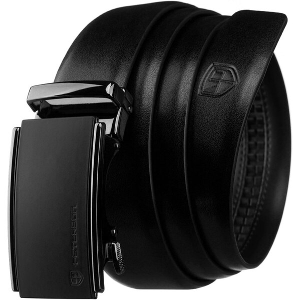 Elegantná čierny kožený pánsky opasok s automatickou prackou 65927122