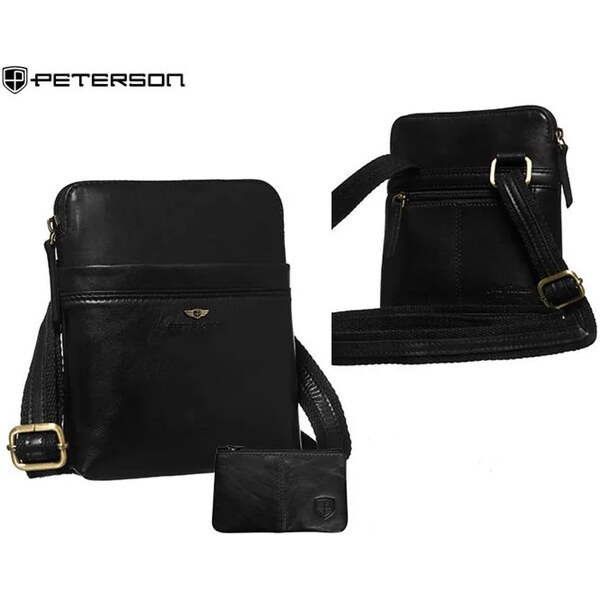 Pánska čierna kožená taška s púzdrom 65927132