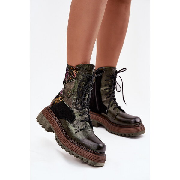 Kožené dámske workery na platforme Maciejka 66473048