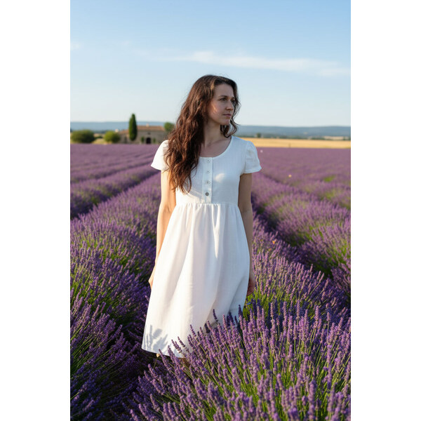 Romantické ľanové šaty Lotika s gombíkmi 65915474