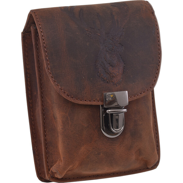 Kožené puzdro na opasok MERCUCIO tmavý tan embos jeleň hlava 250880 65916075