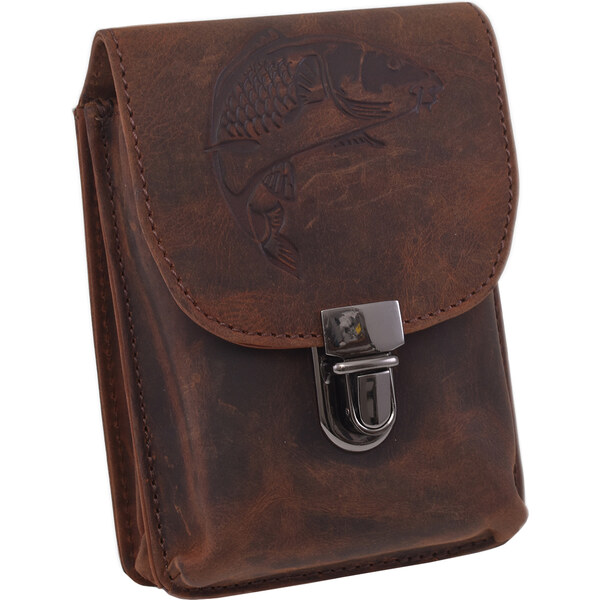 Kožené puzdro na opasok MERCUCIO tmavý tan embos kapor 250880 65916076