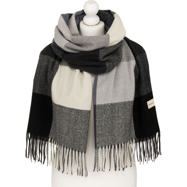 Obojstranný dámsky šál v čiernej farbe so strapcami – Rovicky 65916100