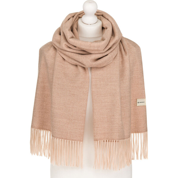 Béžový dámsky šál s ozdobnými strapcami – Rovicky 65916108