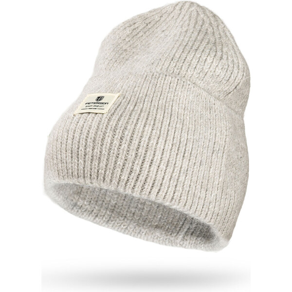 Peterson Sivá zimná dámska čiapka Beanie z angory a akrylu s logom 65916110
