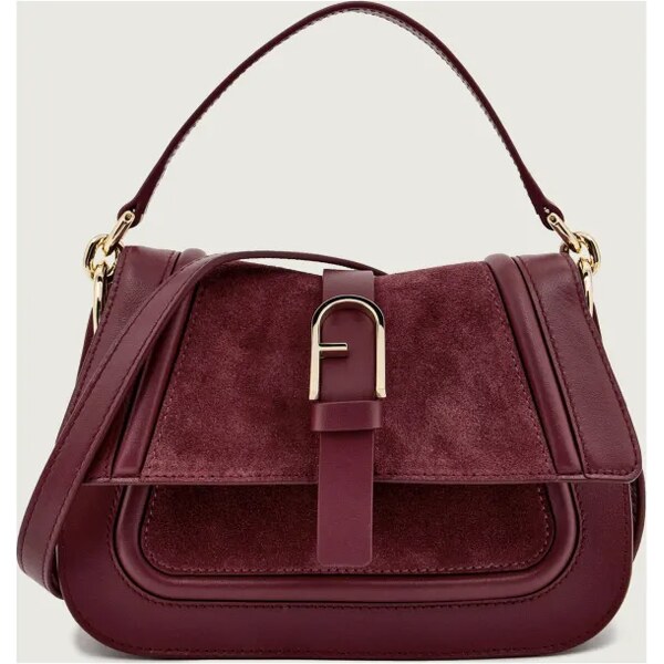 Furla Kožená kabelka na rameno FURLA FLOW MINI | semiš 65915632