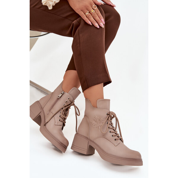 Dámske kožené členkové topánky na podpätku vyhrievané Vinceza 65927821