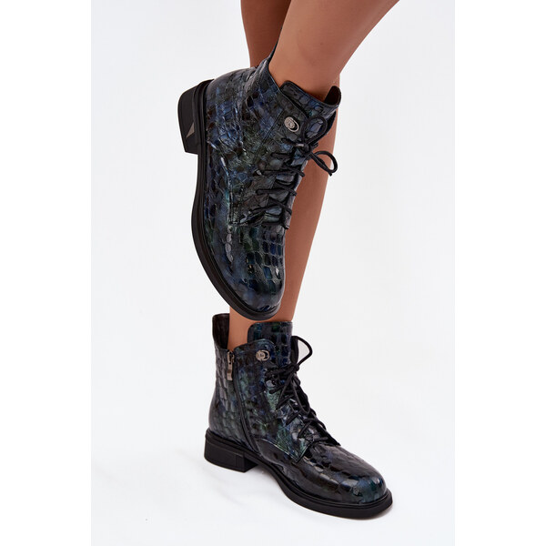 Lakované dámske členkové topánky z pravej kože D&A 65927904