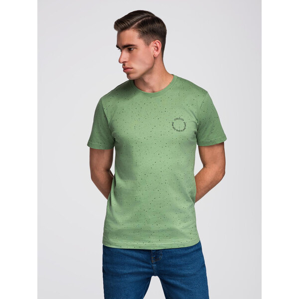Ombre Mens printed cotton t-shirt with round neckline - green 64793437