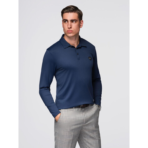 Ombre Polo long sleeve shirt with elegant branded buttons - navy blue 65460412