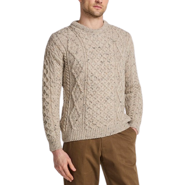 Vlnka Pánsky vlnený sveter s okrúhlym výstrihom béžová veľkosti 65931144